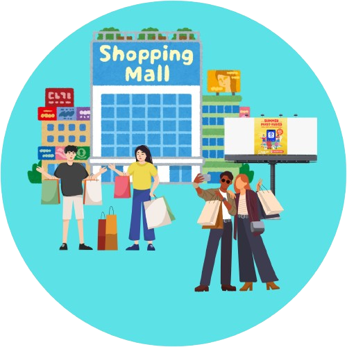 Shoppers at the mall seeing your advertisements